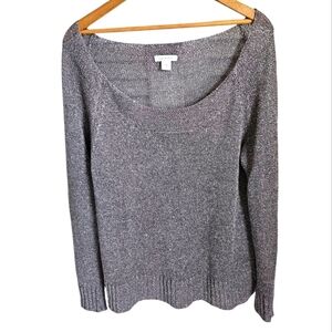 Garnett Hill Gray Metallic Shimmer Sweater, Size Small